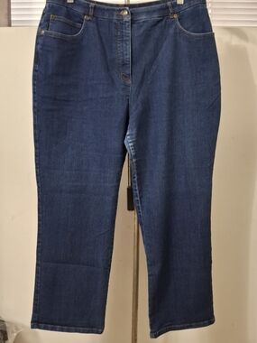 Alia Petites Women's Dark Wash Straight Leg Jeans Size 16P Stretch High Rise
